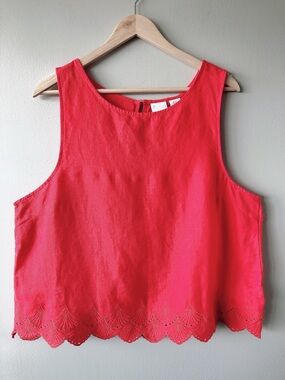 C&C California 100% linemen Red Scalloped Tank Top lightweight shirt Xl